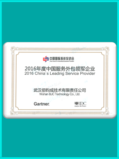 2016年度中國服務外包領軍企業